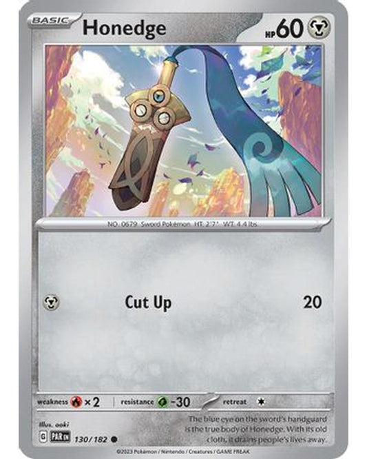 Honedge 130/182  - Reverse Holofoil SV04 Paradox Rift - Common