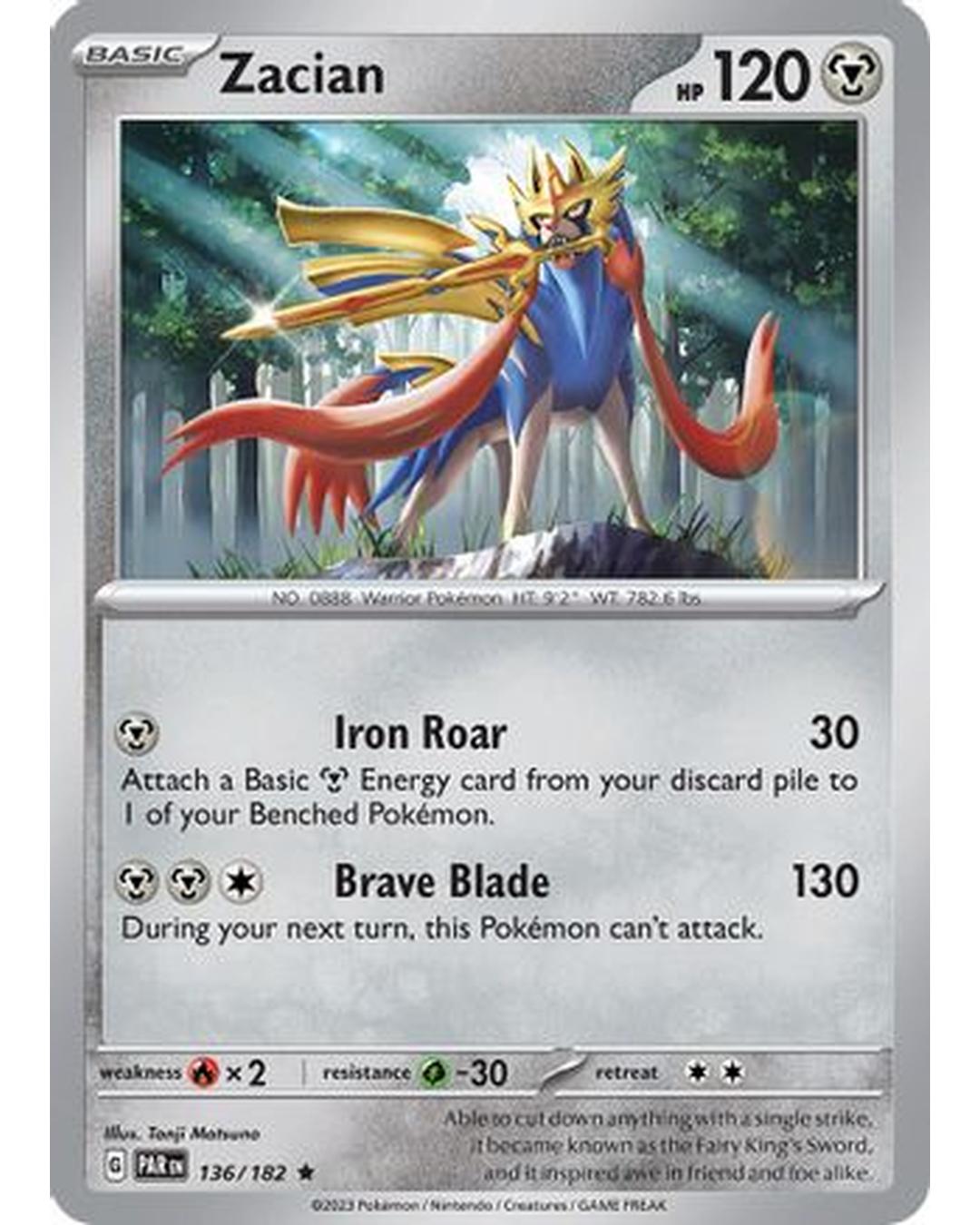 Zacian 136/182  - Reverse Holofoil SV04 Paradox Rift - Rare