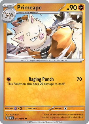 Primeape 046/091  - Reverse Holofoil SV Paldean Fates - Uncommon