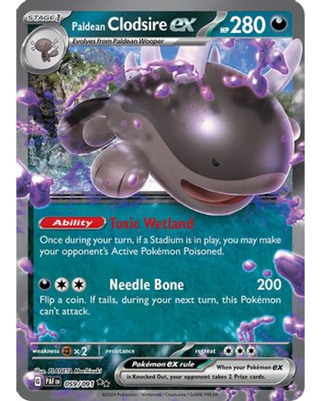 Paldean Clodsire ex 059/091  - Holofoil SV Paldean Fates - Double Rare