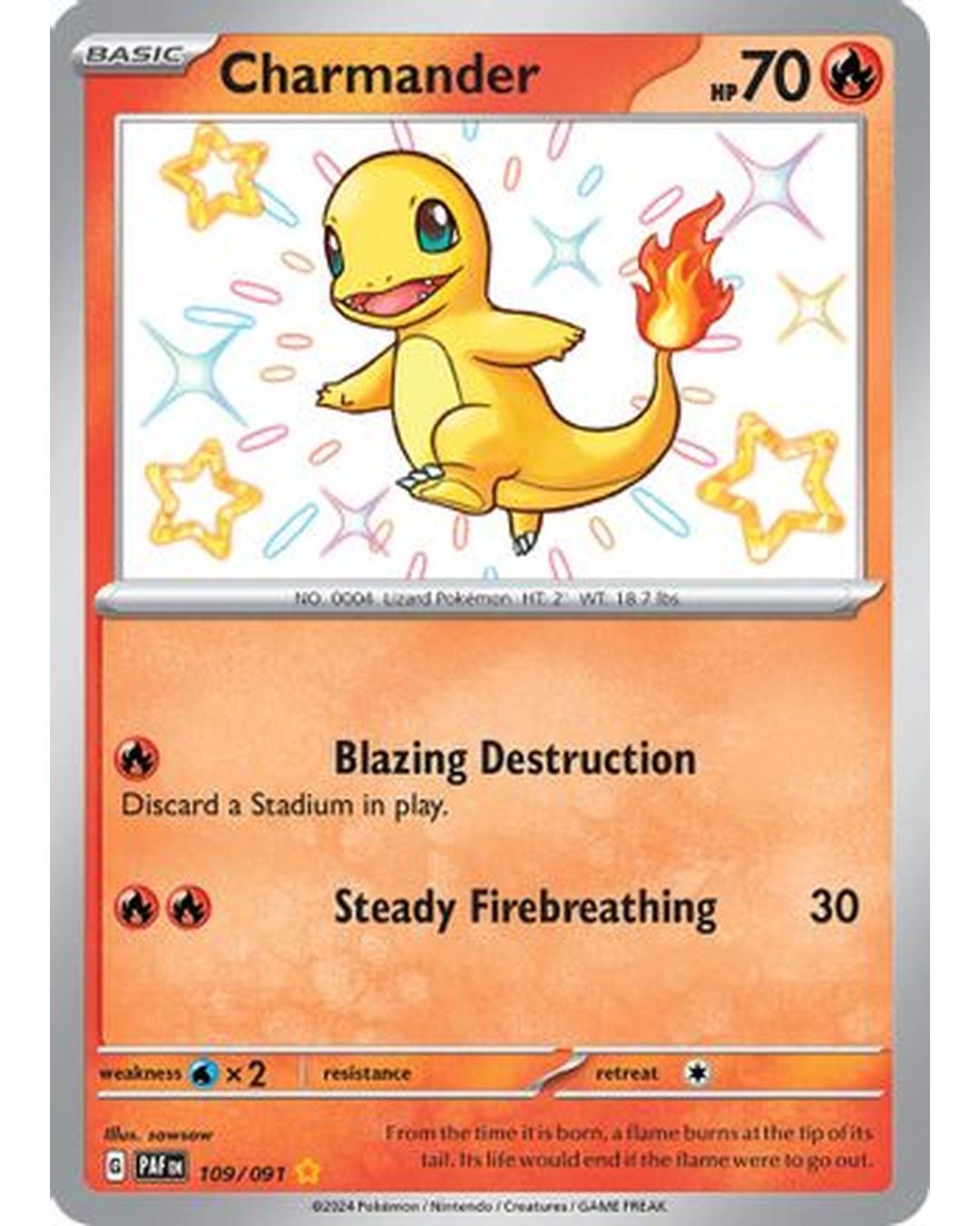 Charmander 109/091  - Holofoil SV Paldean Fates - Shiny Rare