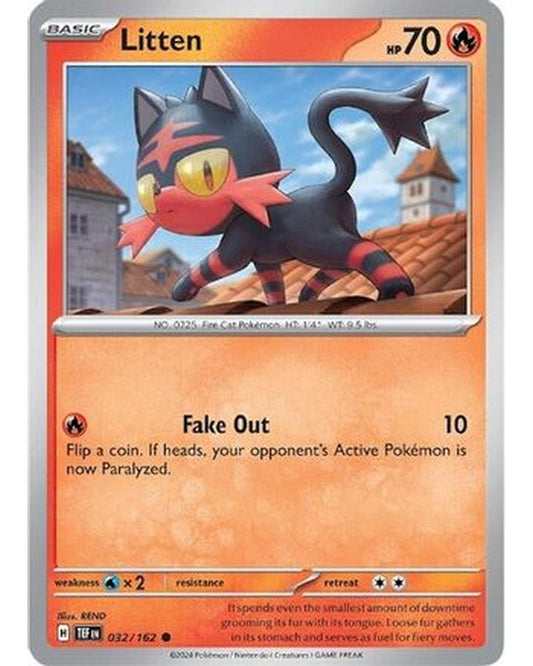 Litten 032/162  - Reverse Holofoil SV05 Temporal Forces - Common