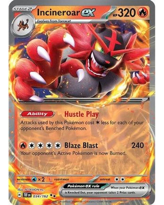 Incineroar ex 034/162  - Holofoil SV05 Temporal Forces - Double Rare