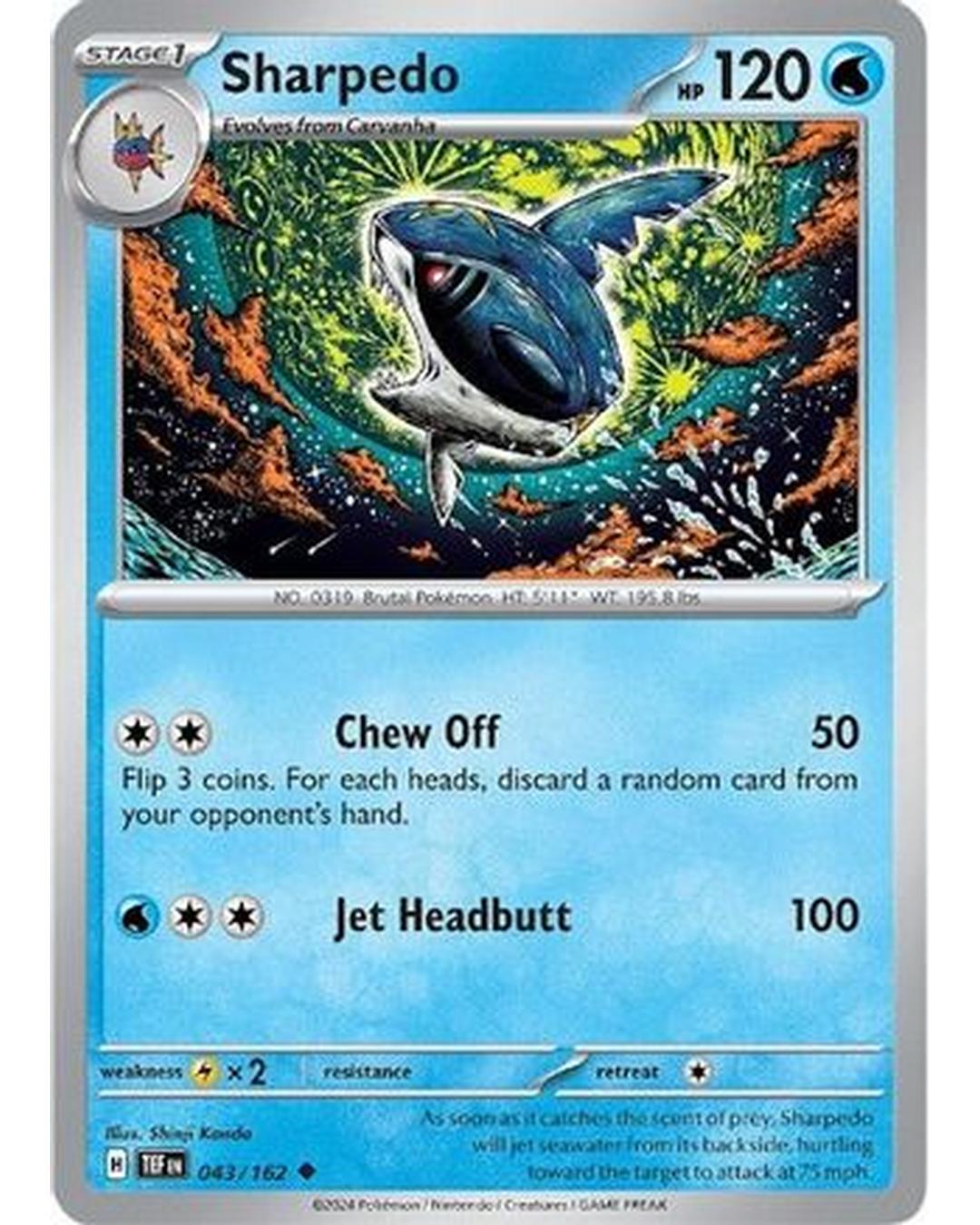 Sharpedo 043/162  - Reverse Holofoil SV05 Temporal Forces - Uncommon