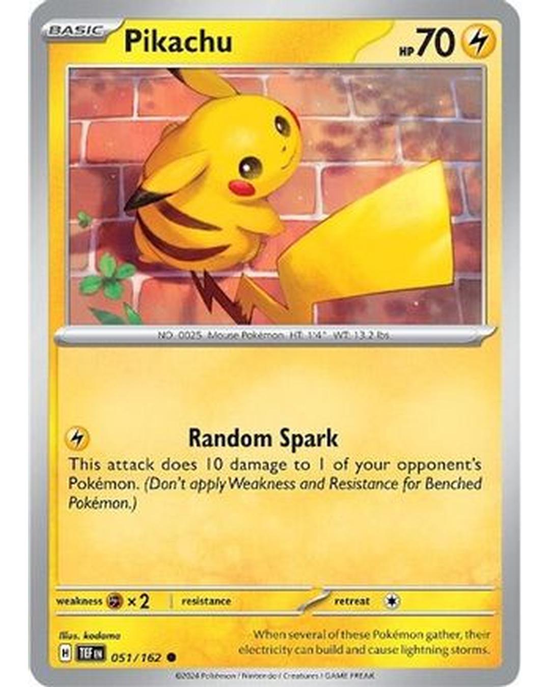 Pikachu 051/162  - Reverse Holofoil SV05 Temporal Forces - Common