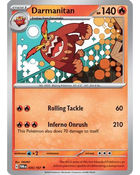 Darmanitan 035/167  - Reverse Holofoil SV06 Twilight Masquerade - Uncommon