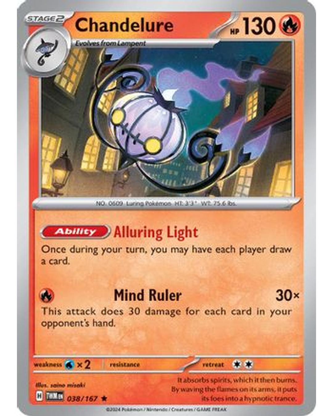 Chandelure 038/167  - Reverse Holofoil SV06 Twilight Masquerade - Rare