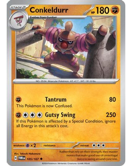 Conkeldurr 105/167  - Reverse Holofoil SV06 Twilight Masquerade - Uncommon