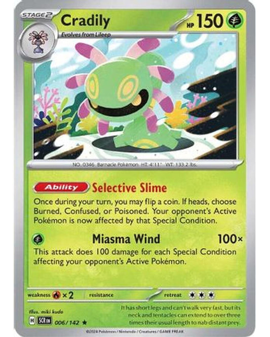 Cradily 006/142  - Reverse Holofoil SV07 Stellar Crown - Rare