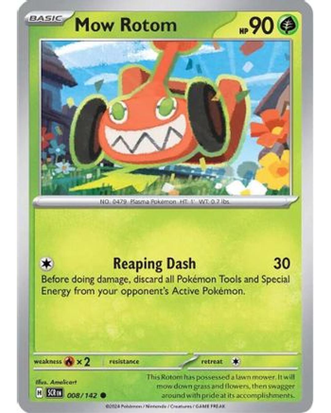 Mow Rotom 008/142  - Reverse Holofoil SV07 Stellar Crown - Common