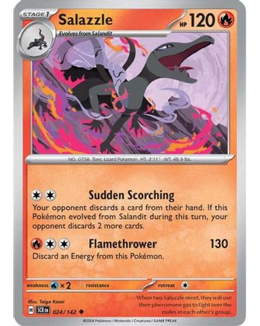 Salazzle 024/142  - Reverse Holofoil SV07 Stellar Crown - Uncommon