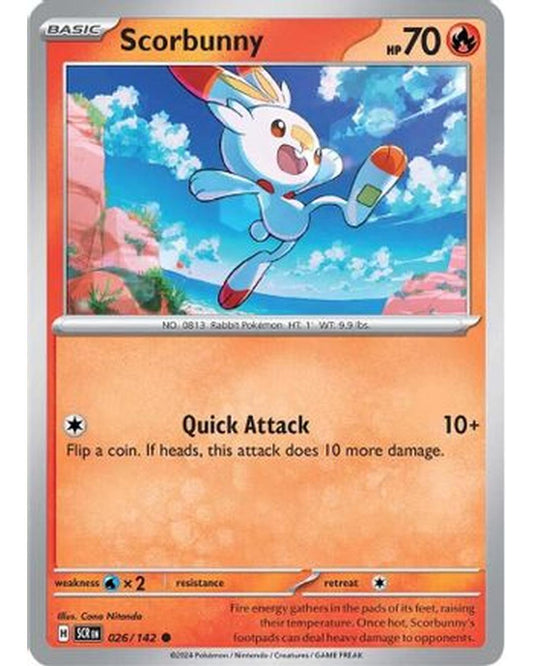 Scorbunny 026/142  - Reverse Holofoil SV07 Stellar Crown - Common