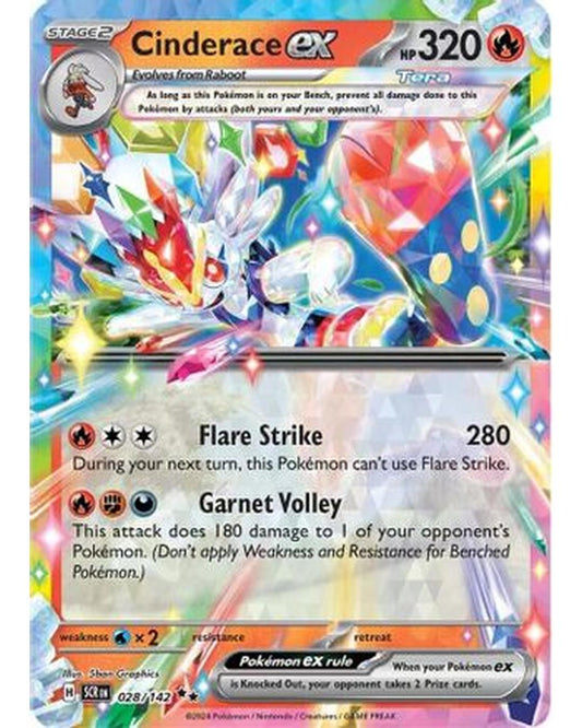 Cinderace ex 028/142  - Holofoil SV07 Stellar Crown - Double Rare