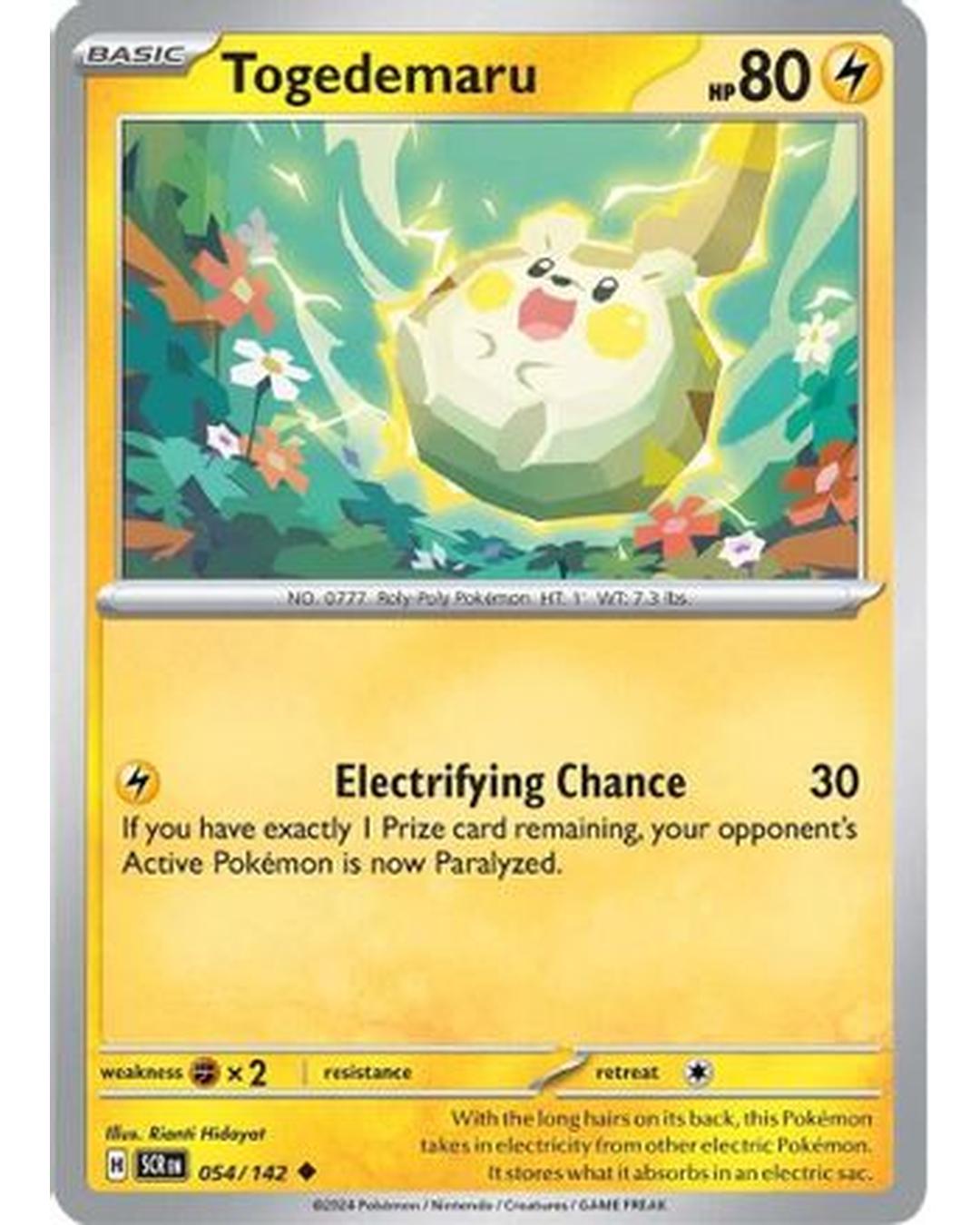 Togedemaru 054/142  - Reverse Holofoil SV07 Stellar Crown - Uncommon