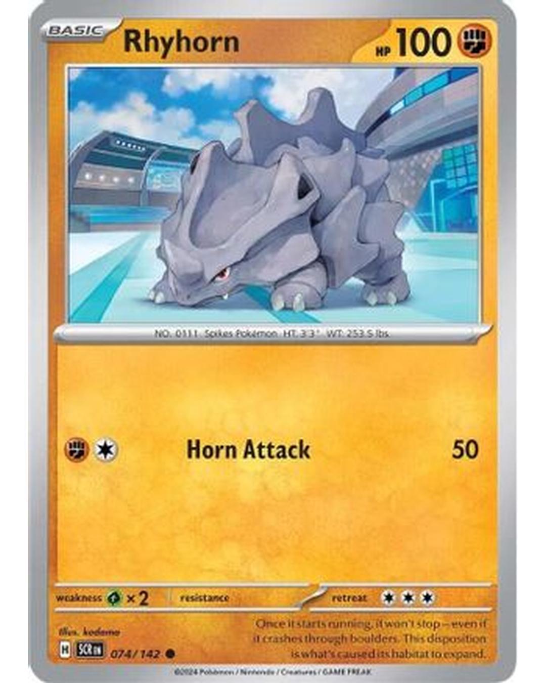 Rhyhorn 074/142  - Reverse Holofoil SV07 Stellar Crown - Common