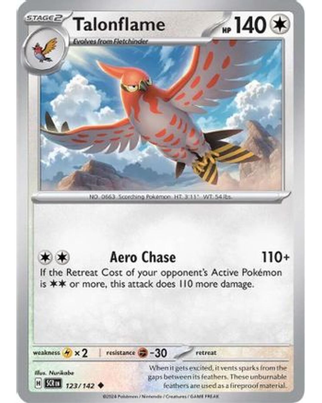 Talonflame 123/142  - Reverse Holofoil SV07 Stellar Crown - Uncommon