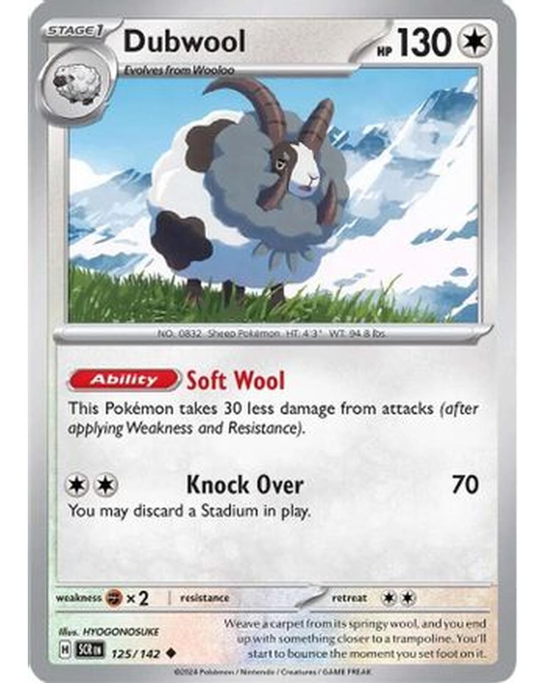 Dubwool 125/142  - Reverse Holofoil SV07 Stellar Crown - Uncommon