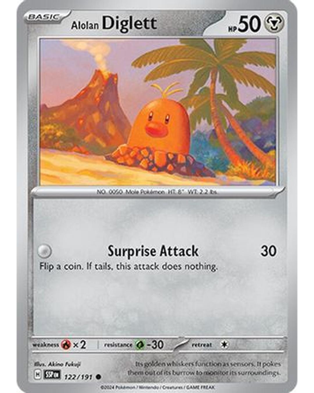Alolan Diglett 122/191  - Reverse Holofoil SV08 Surging Sparks - Common