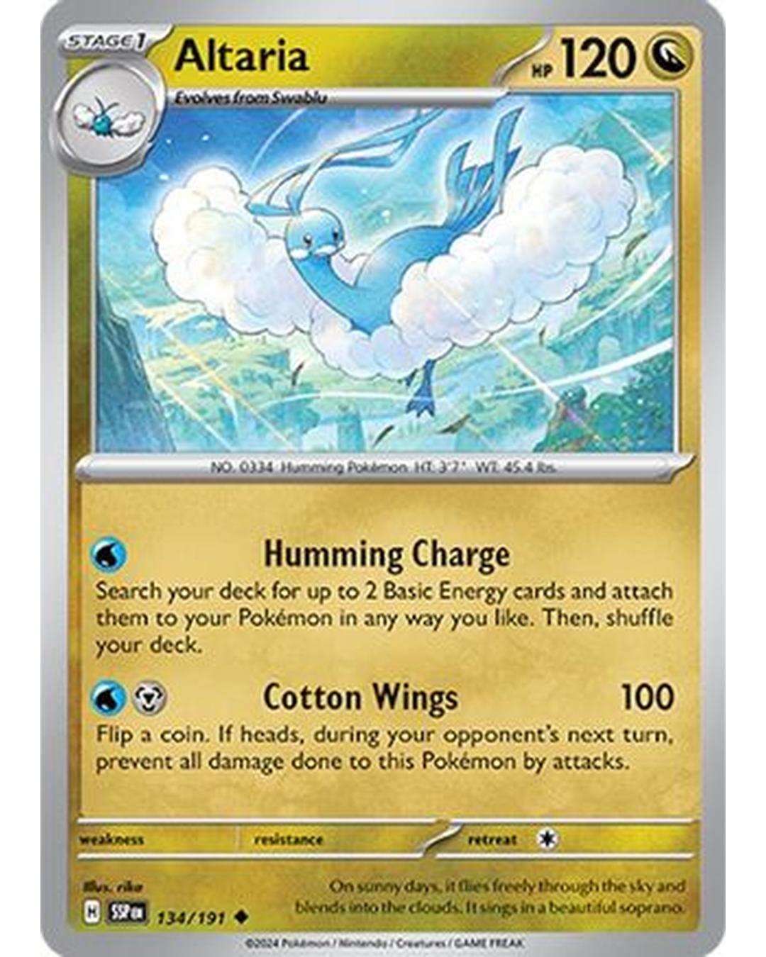 Altaria 134/191  - Reverse Holofoil SV08 Surging Sparks - Uncommon