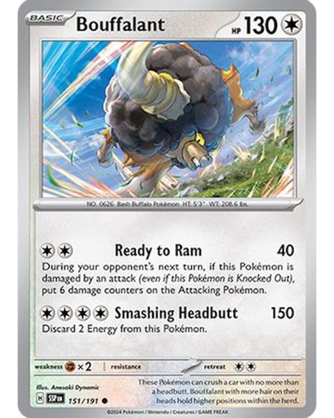 Bouffalant 151/191  - Reverse Holofoil SV08 Surging Sparks - Common