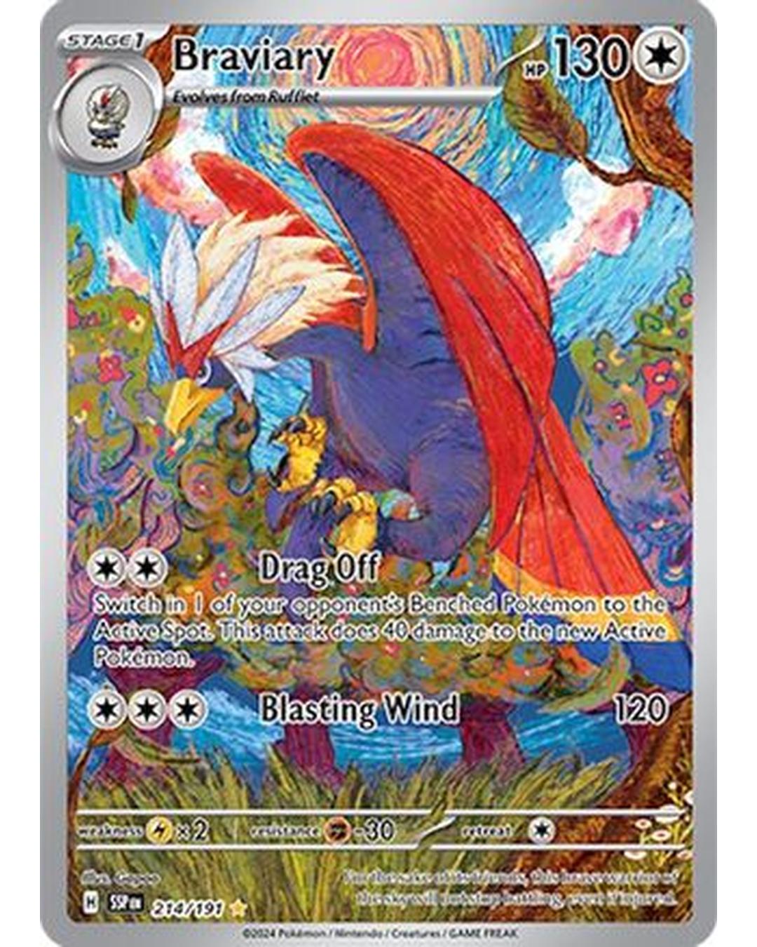 Braviary 214/191  - Holofoil SV08 Surging Sparks - Illustration Rare