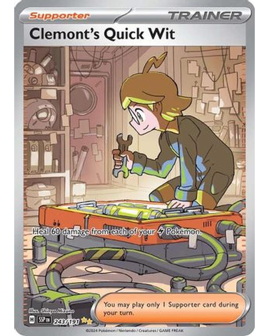 Clemont's Quick Wit 243/191  - Holofoil SV08 Surging Sparks - Special Illustration Rare