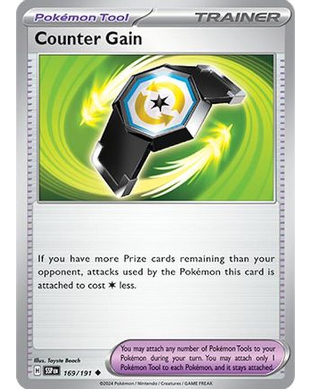 Counter Gain 169/191  - Reverse Holofoil SV08 Surging Sparks - Uncommon