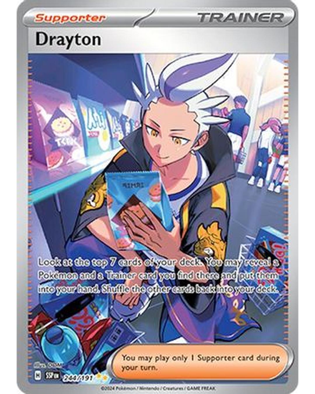 Drayton 244/191  - Holofoil SV08 Surging Sparks - Special Illustration Rare