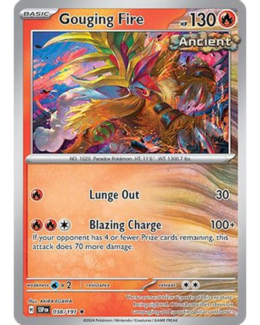 Gouging Fire 038/191  - Reverse Holofoil SV08 Surging Sparks - Rare