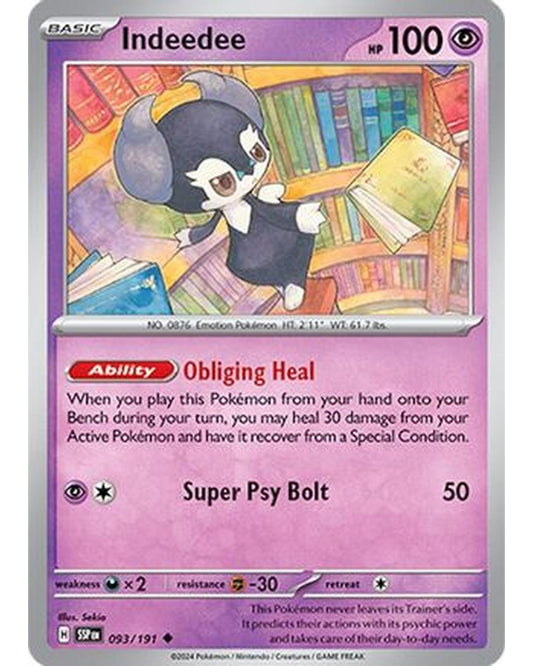 Indeedee 093/191  - Reverse Holofoil SV08 Surging Sparks - Uncommon