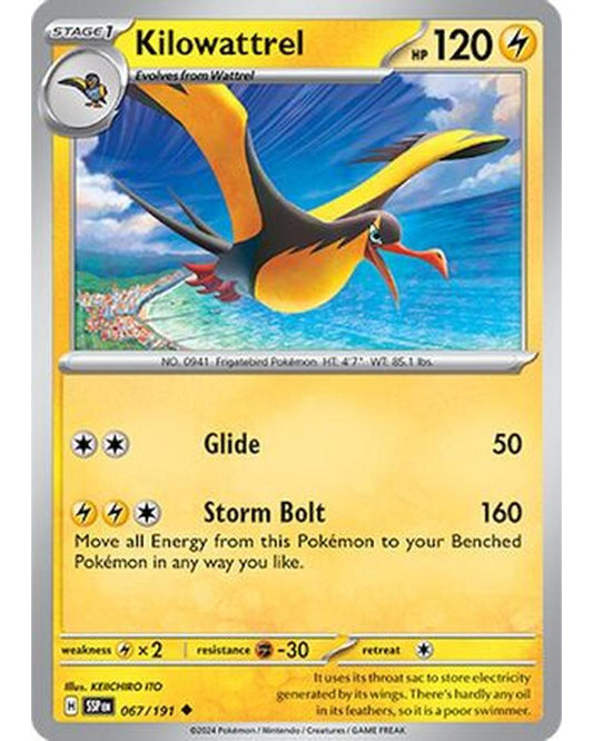 Kilowattrel 067/191  - Reverse Holofoil SV08 Surging Sparks - Uncommon