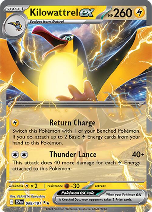 Kilowattrel ex 068/191 - (SV08: Surging Sparks) (Double Rare) Reverse Holofoil