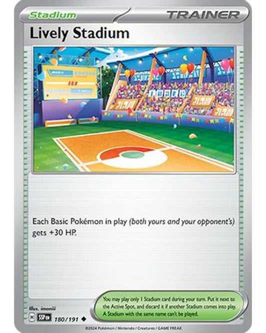 Lively Stadium 180/191  - Reverse Holofoil SV08 Surging Sparks - Uncommon