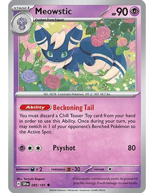 Meowstic 085/191  - Reverse Holofoil SV08 Surging Sparks - Uncommon