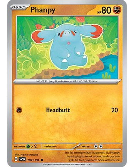 Phanpy 102/191  - Reverse Holofoil SV08 Surging Sparks - Common