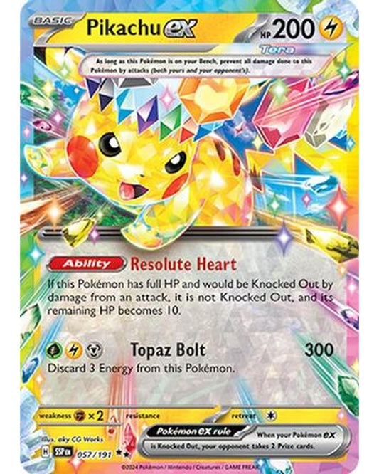Pikachu ex 057/191  - Holofoil SV08 Surging Sparks - Double Rare