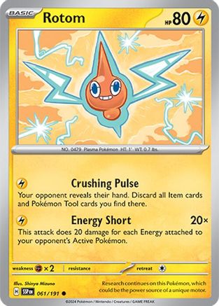 Rotom 061/191  - Reverse Holofoil SV08 Surging Sparks - Common