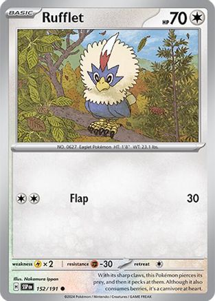 Rufflet 152/191  - Reverse Holofoil SV08 Surging Sparks - Common
