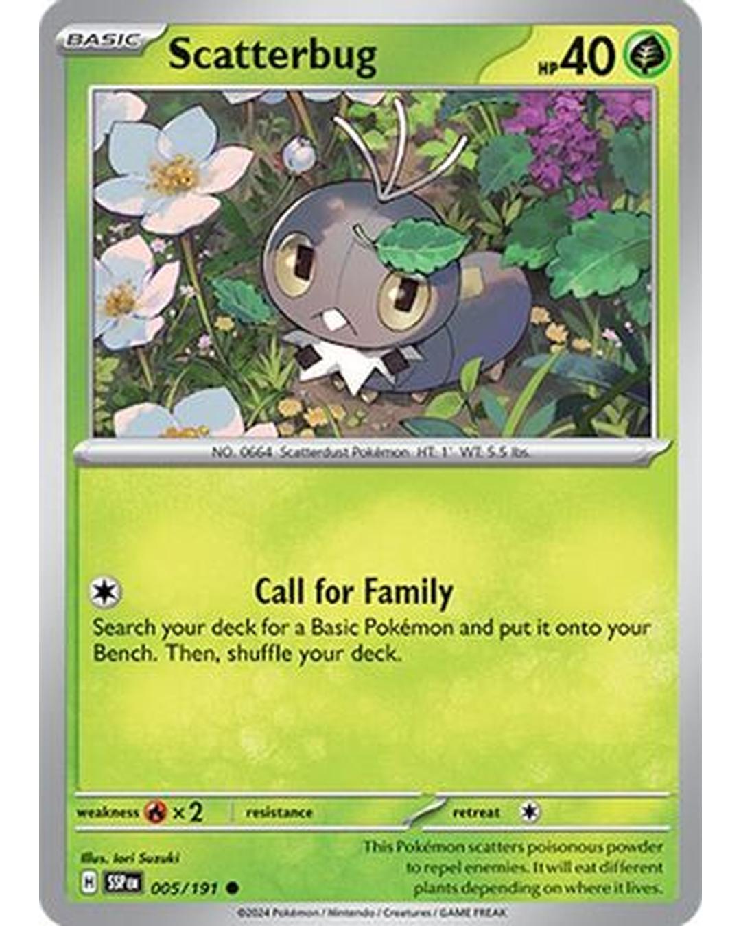 Scatterbug 005/191  - Reverse Holofoil SV08 Surging Sparks - Common