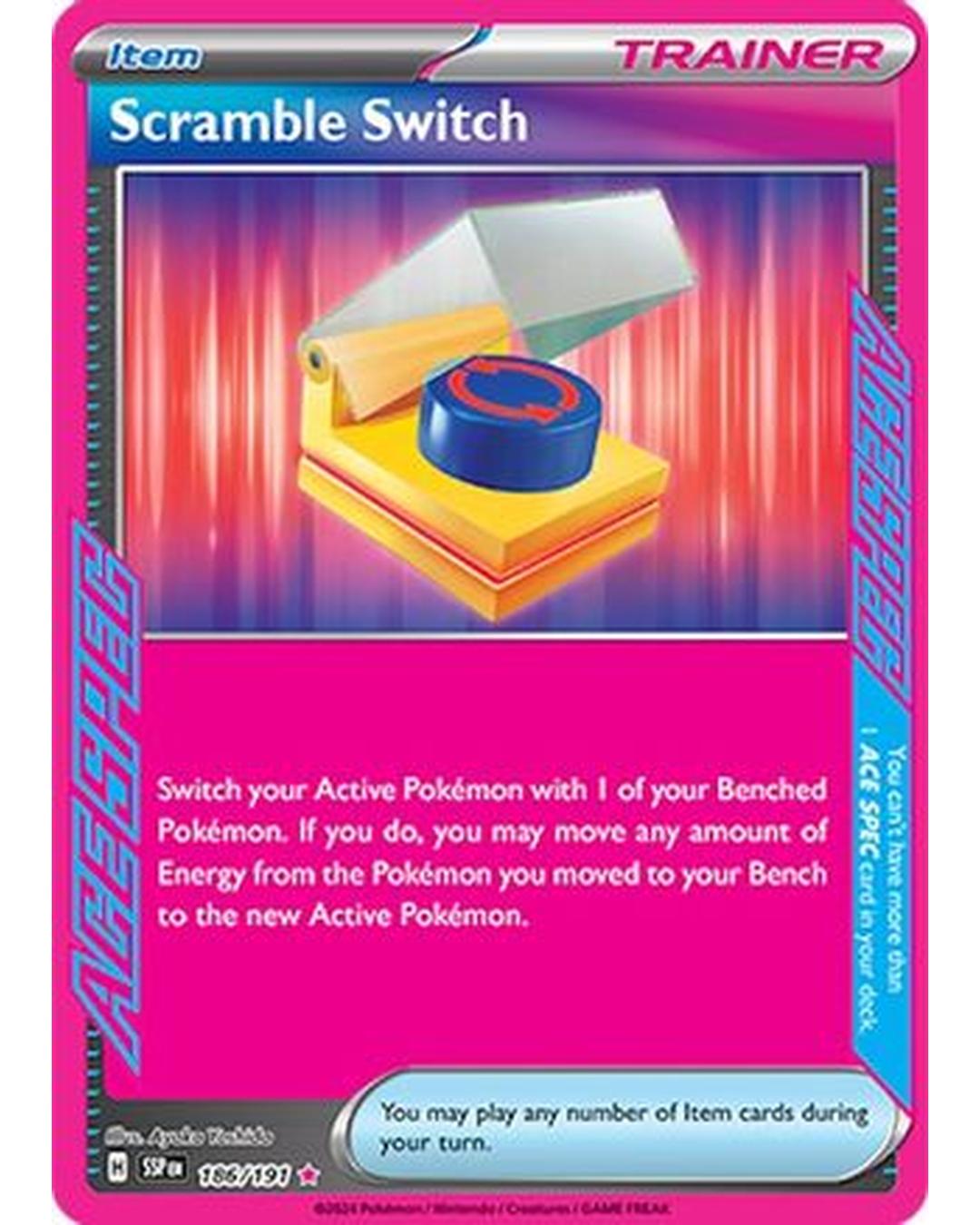 Scramble Switch 186/191  - Holofoil SV08 Surging Sparks - ACE SPEC Rare