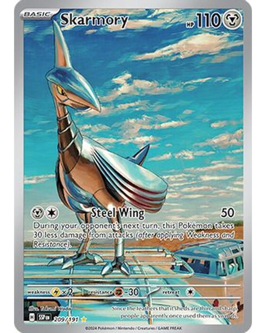 Skarmory 209/191  - Holofoil SV08 Surging Sparks - Illustration Rare