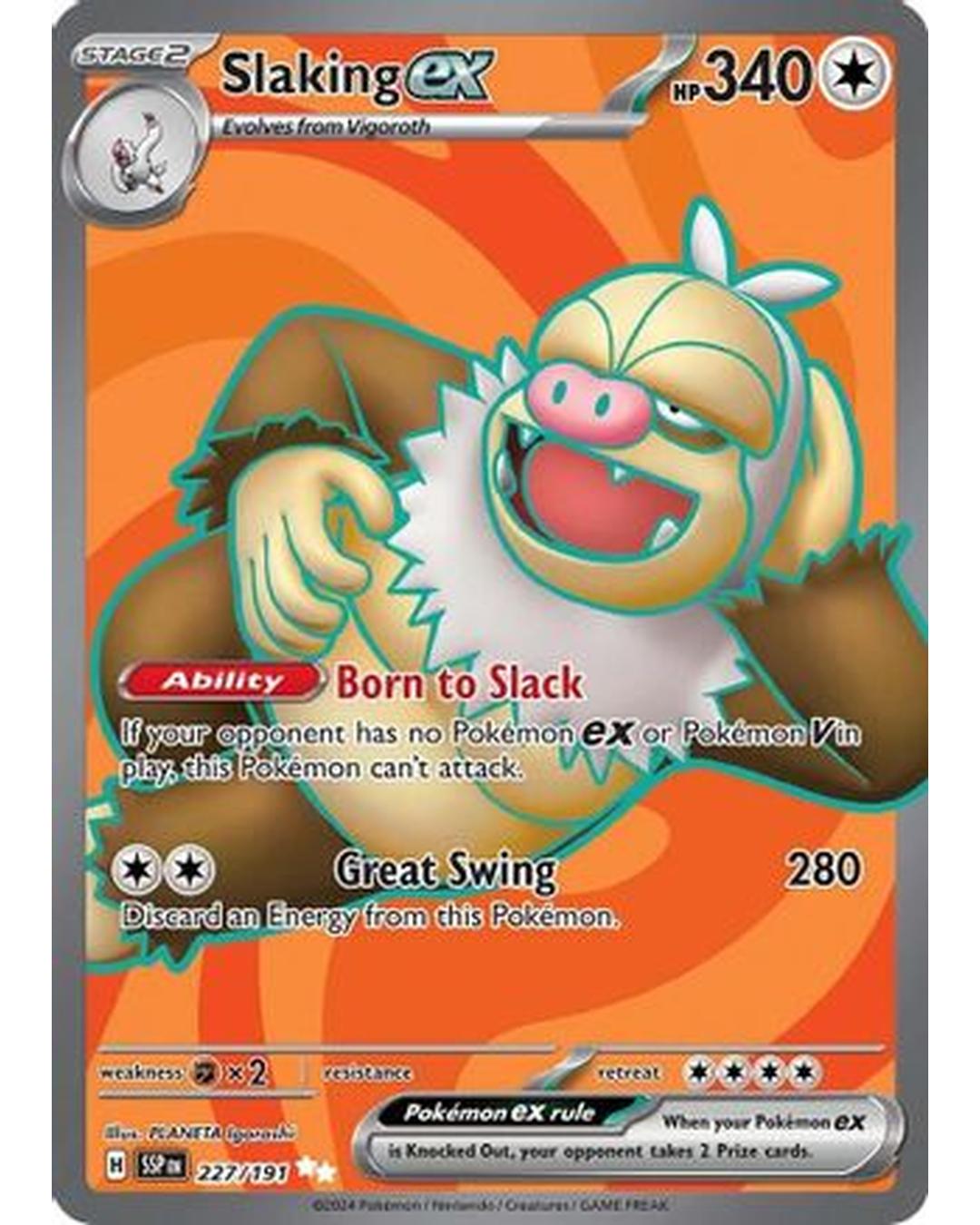 Slaking ex 227/191  - Holofoil SV08 Surging Sparks - Ultra Rare