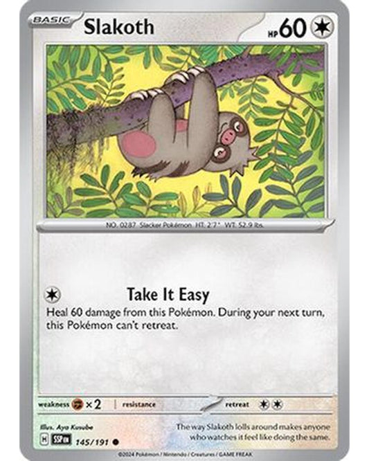 Slakoth 145/191  - Reverse Holofoil SV08 Surging Sparks - Common