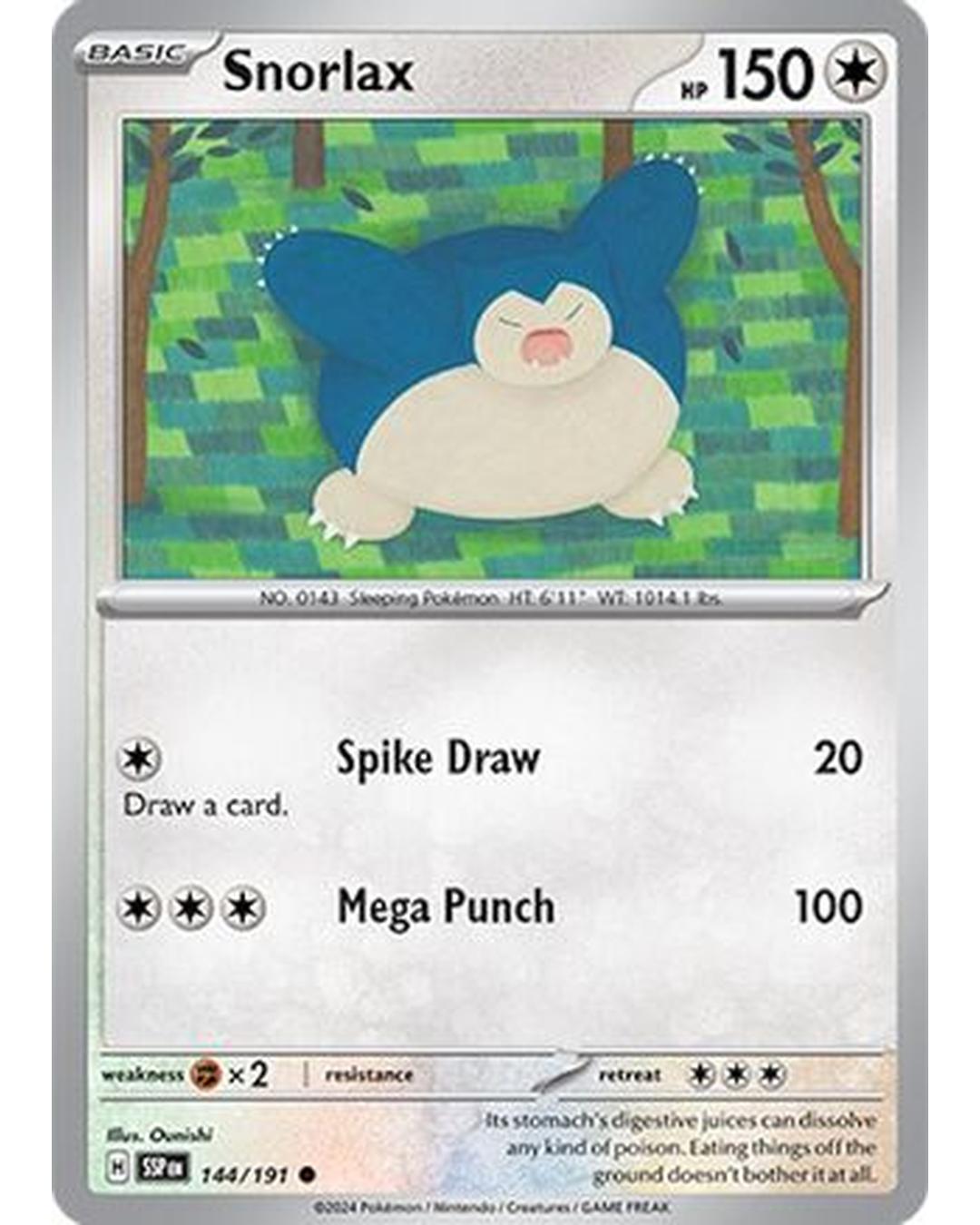 Snorlax 144/191  - Reverse Holofoil SV08 Surging Sparks - Common