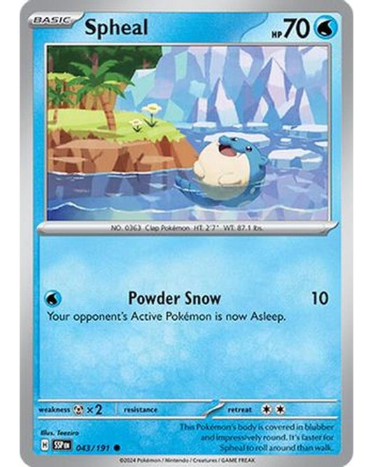 Spheal 043/191  - Reverse Holofoil SV08 Surging Sparks - Common