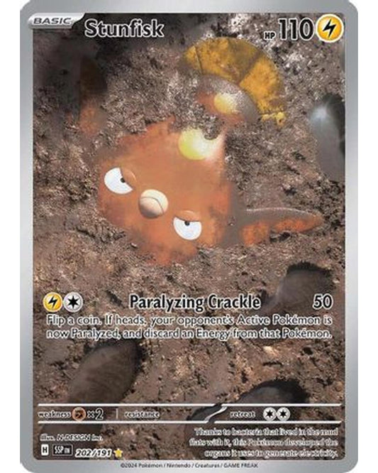 Stunfisk 202/191  - Holofoil SV08 Surging Sparks - Illustration Rare