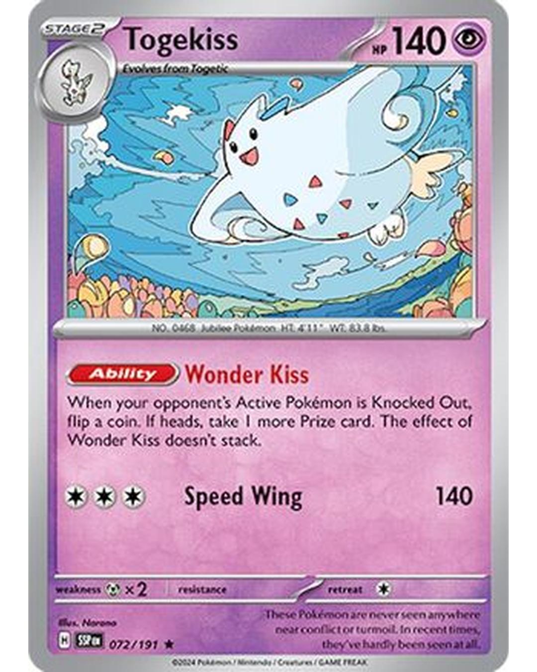 Togekiss 072/191  - Holofoil SV08 Surging Sparks - Rare