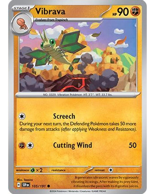 Vibrava 105/191  - Reverse Holofoil SV08 Surging Sparks - Common