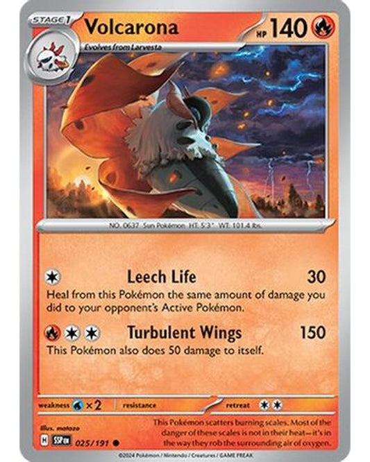 Volcarona 025/191  - Reverse Holofoil SV08 Surging Sparks - Common