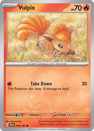 Vulpix 016/191  - Reverse Holofoil SV08 Surging Sparks - Common